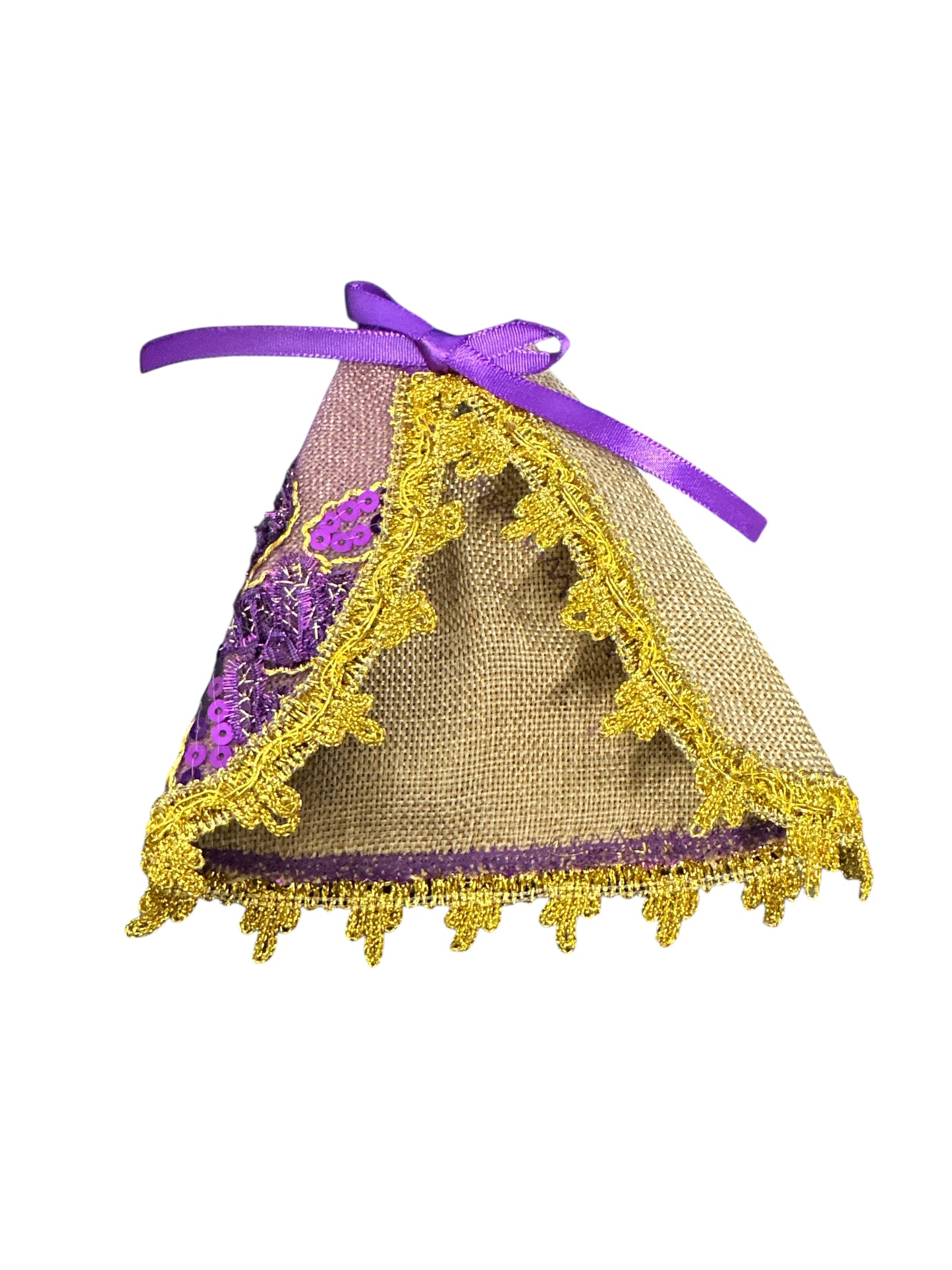 5” Saint Lazarus sack and embroidered fabric cape