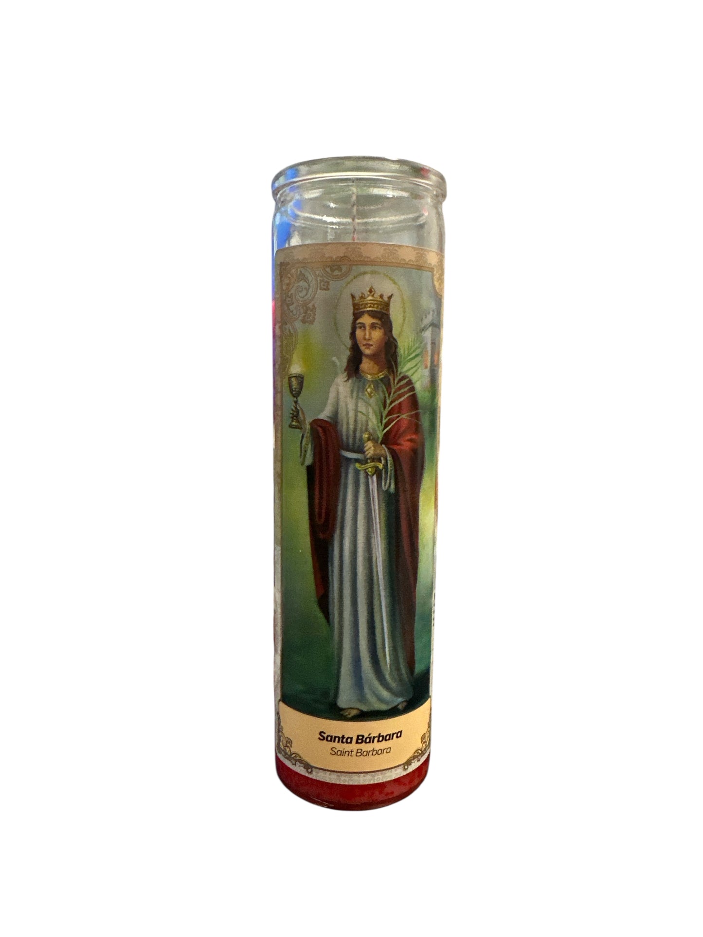 8" Glass Saint Barbara candle