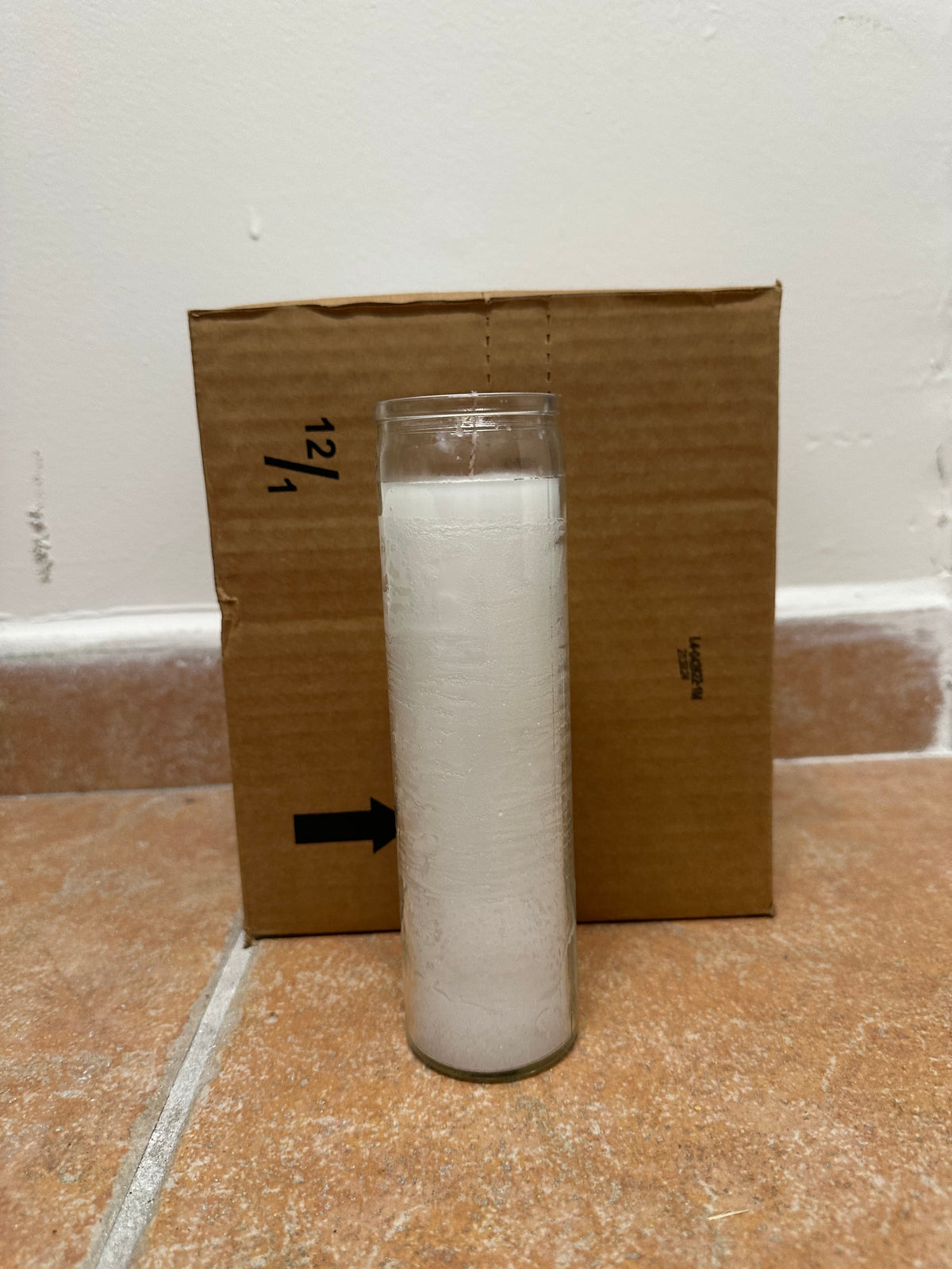 8" Glass White Candle Box (12 Units)