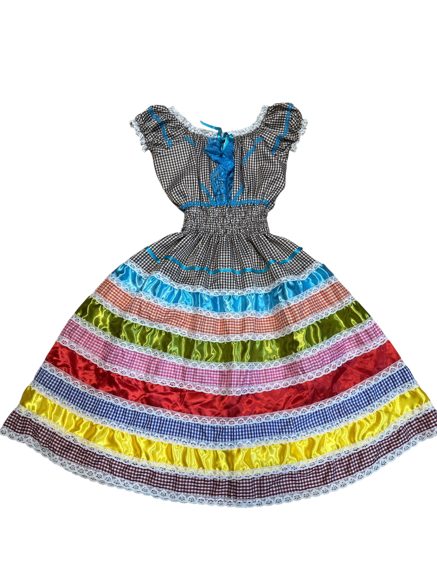 Gingham and satin 9 colors Dress