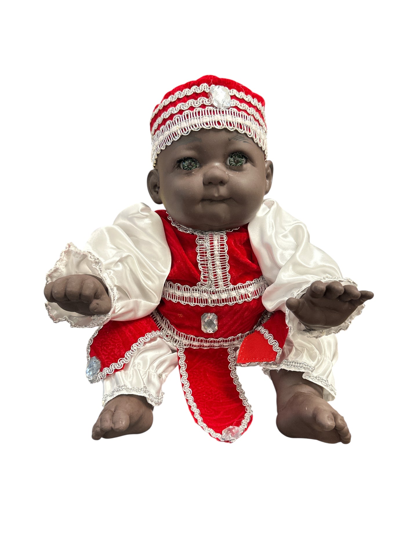 12" Baby boy dressed in Red and White (Shango)