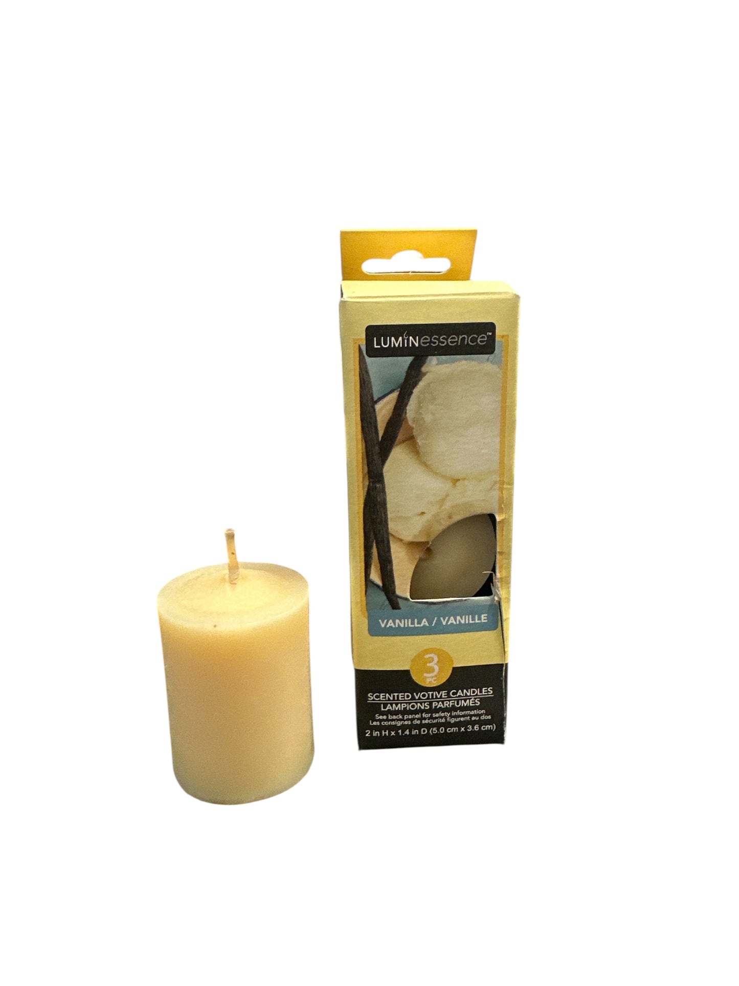 Vanilla scented votive candles box (3 candles) 2"x 1.4"
