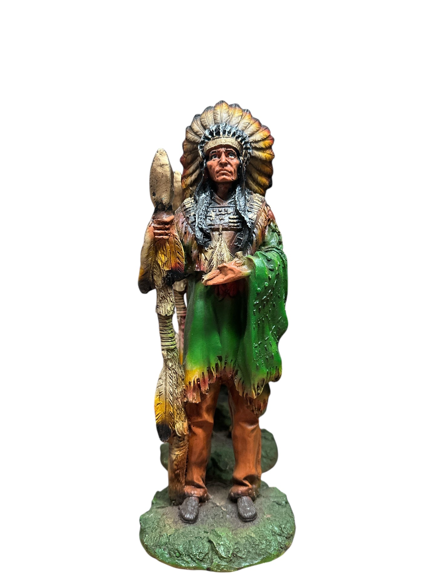 Standing Indian Green cloth Image (Indio parado verde) 15"