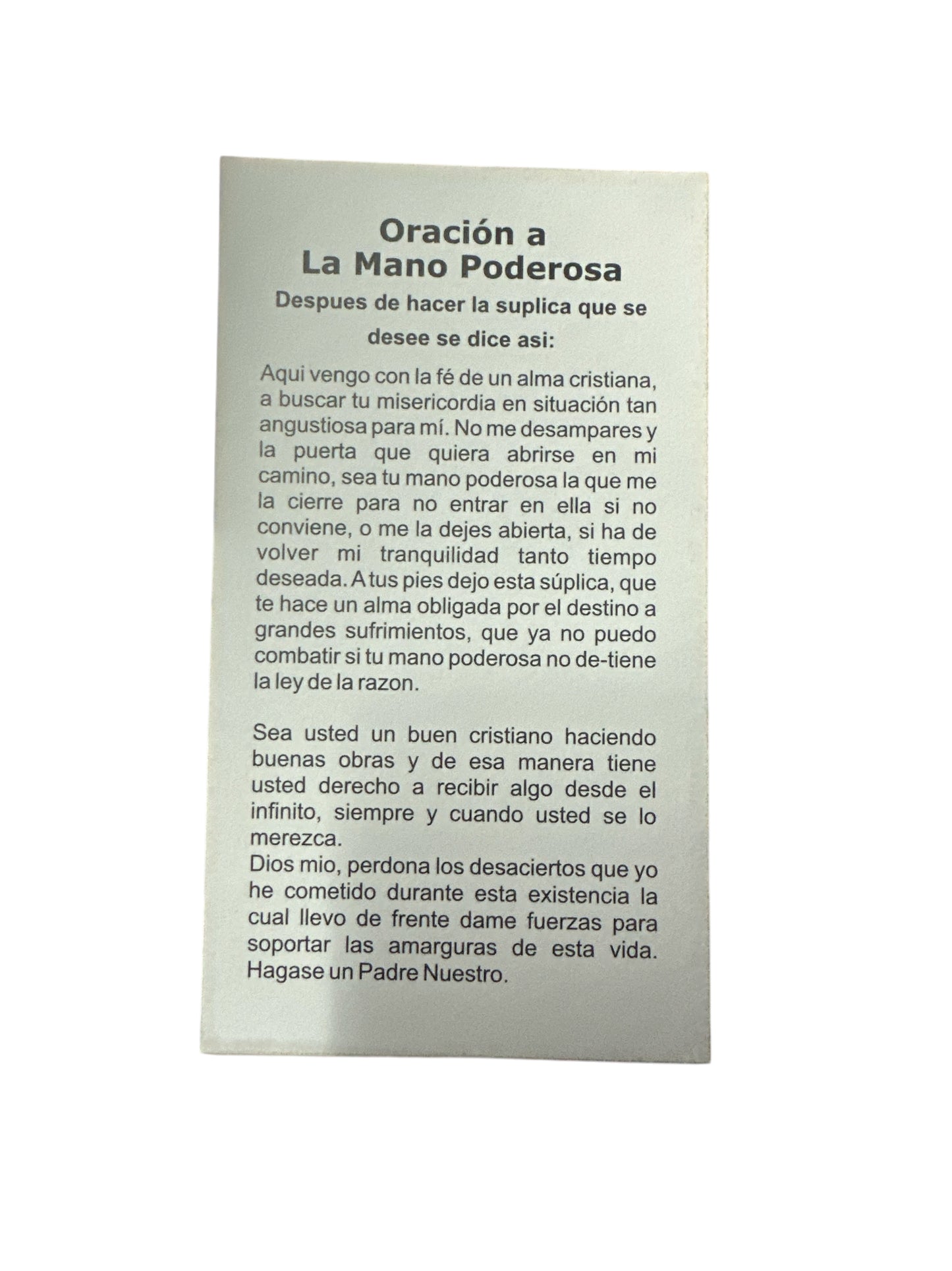 Prayer Card The Powerful Hand 4"x 2"