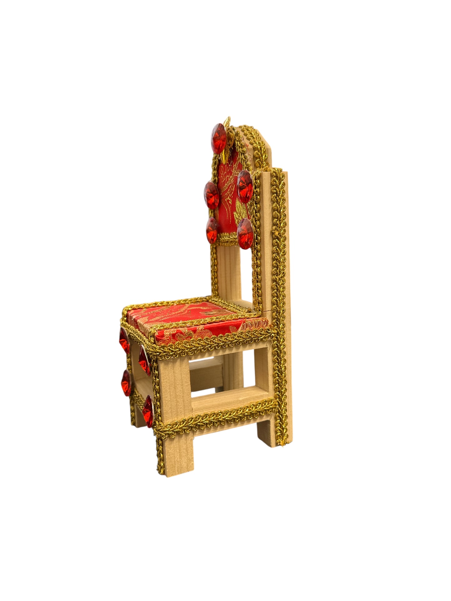 Red/Gold Decorated wooden chair 8"H x 3.5"W