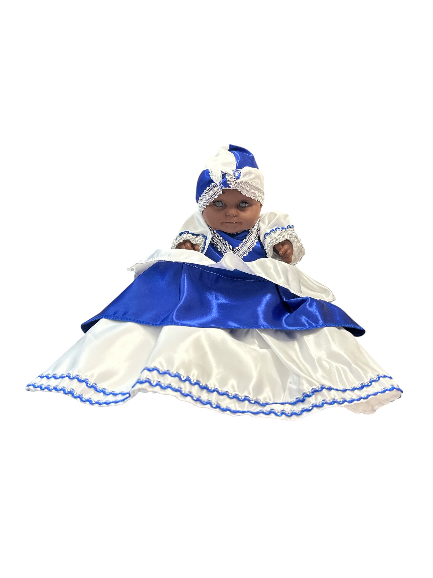 9" Spiritual doll dressed in Blue and White (Ibeyi/ Yemaya)