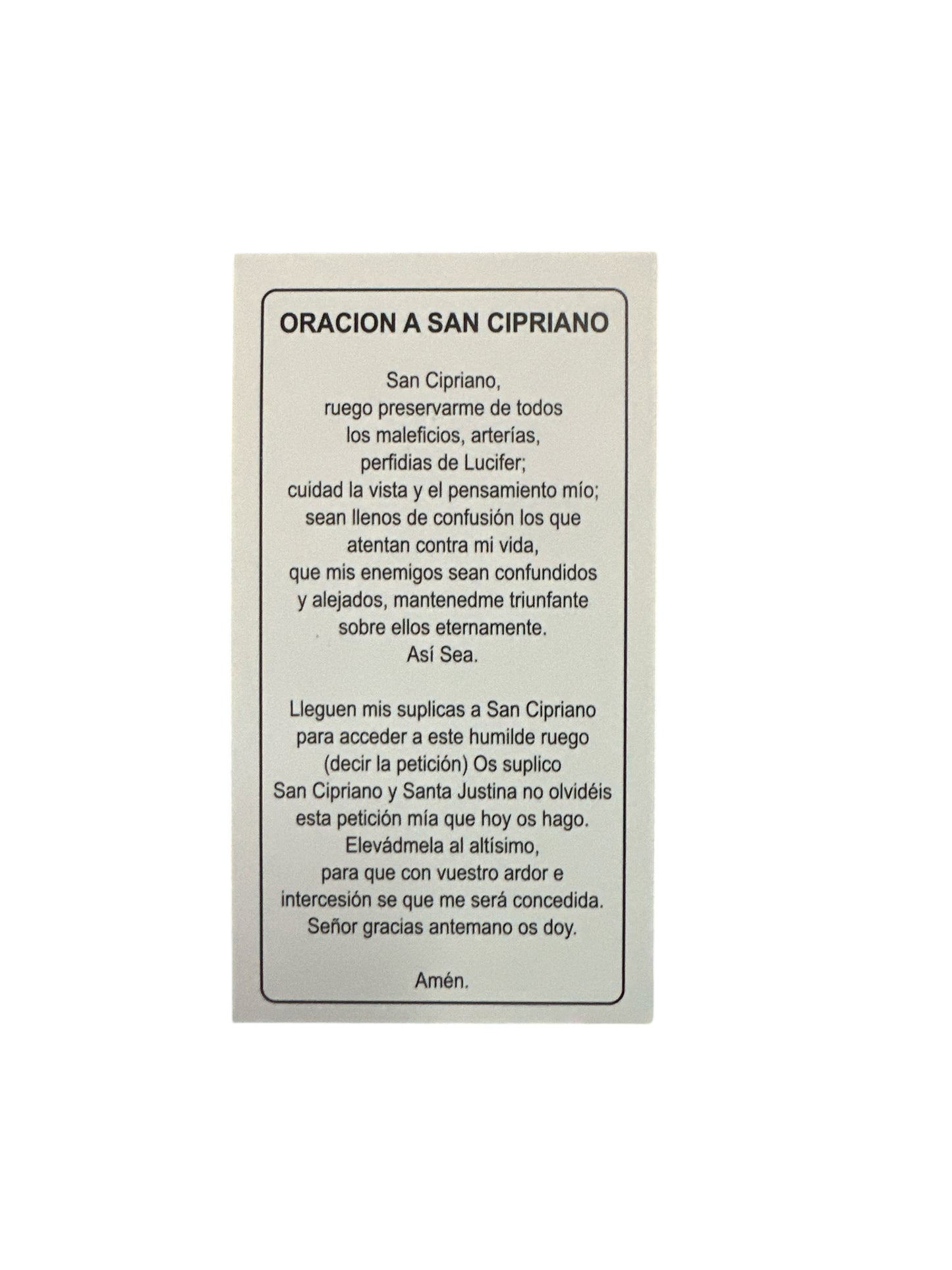 Prayer Card San Cipriano 4"x 2"