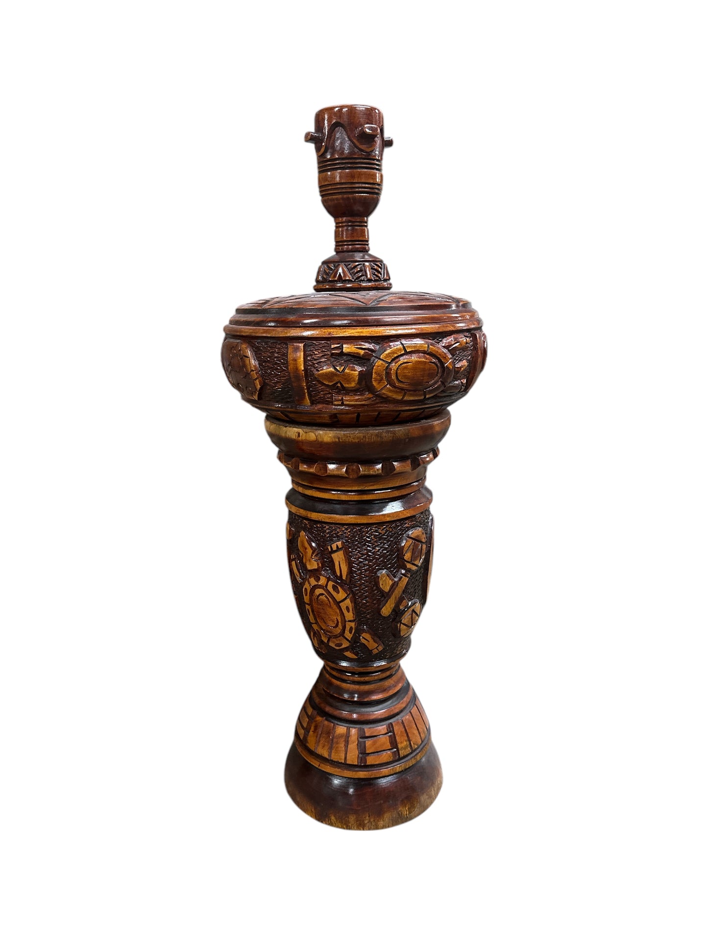 Bowl and Pedestal carved wood