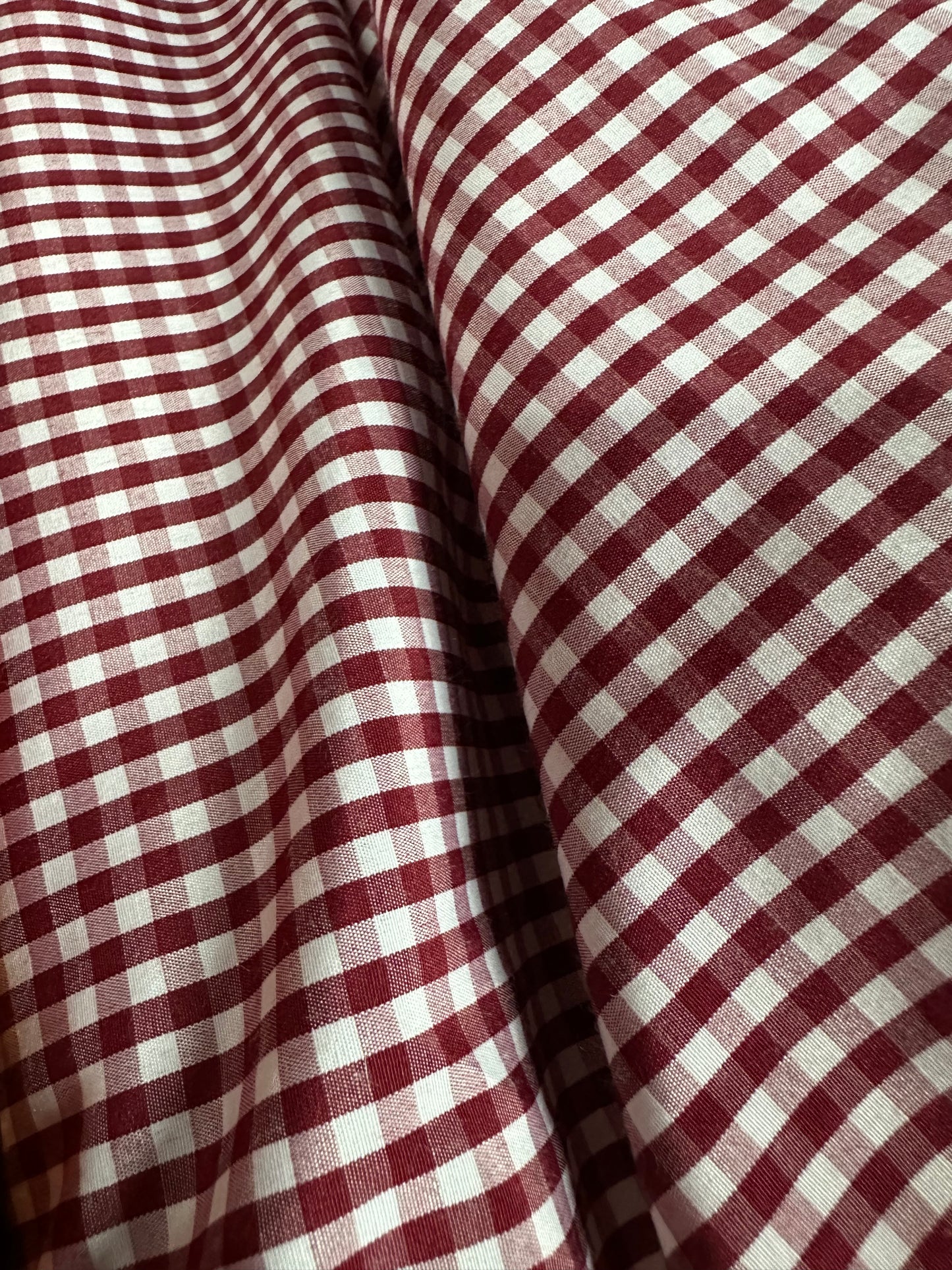 Burgundy Gingham Fabric 60"x 36"