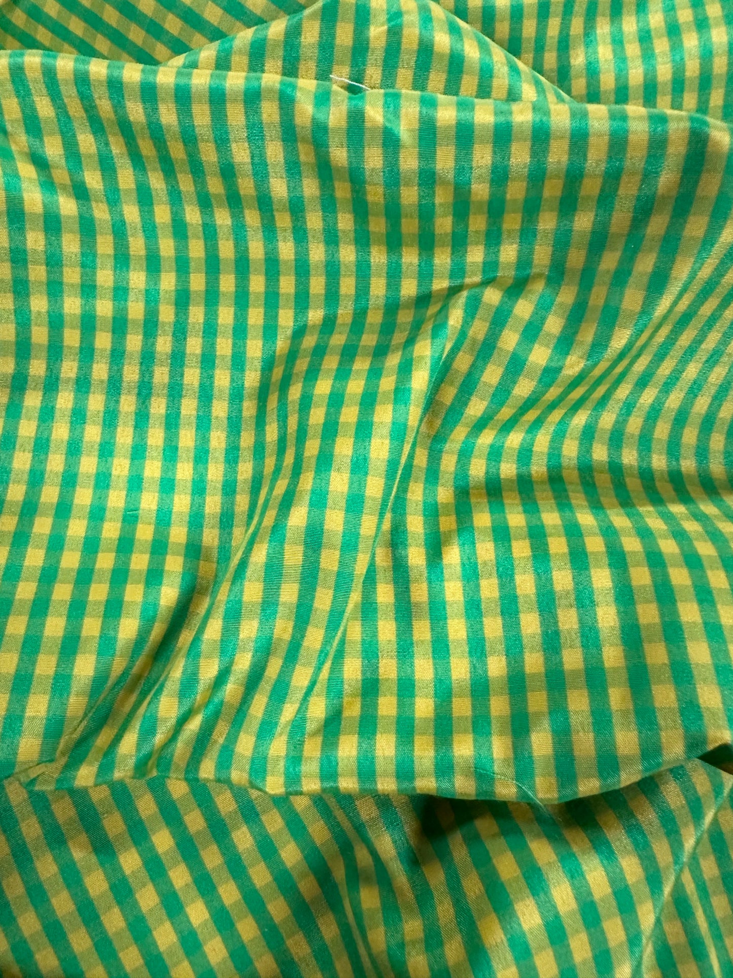 Green and Yellow Gingham Fabric 60"x 36"