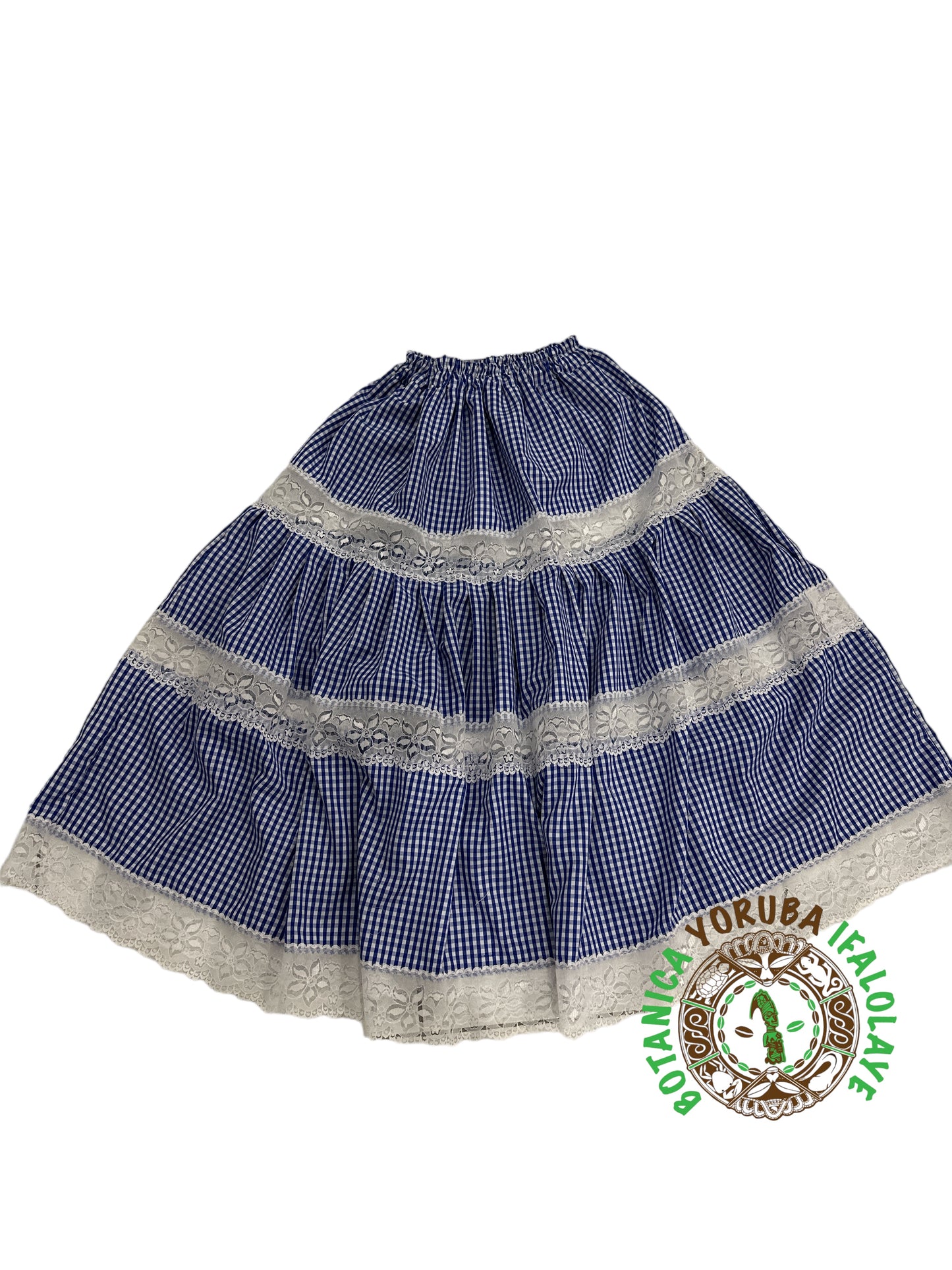 Yemaya Gingham Skirt with white lace