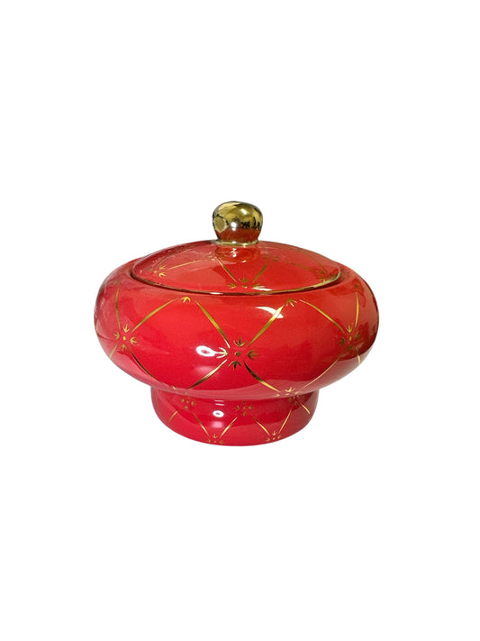 Red/ Gold tureen 9"x 5"x 9"