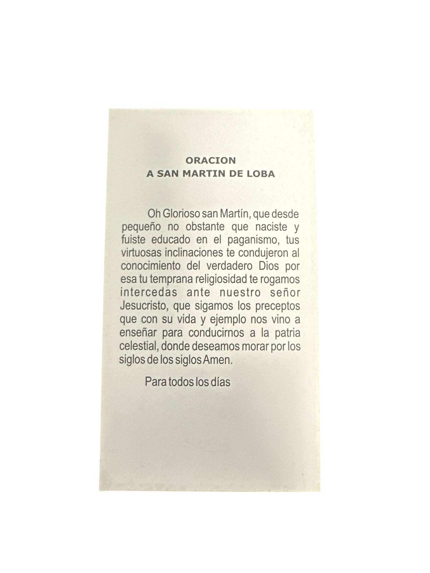 Prayer Card Saint Martin of Loba 4"x 2"