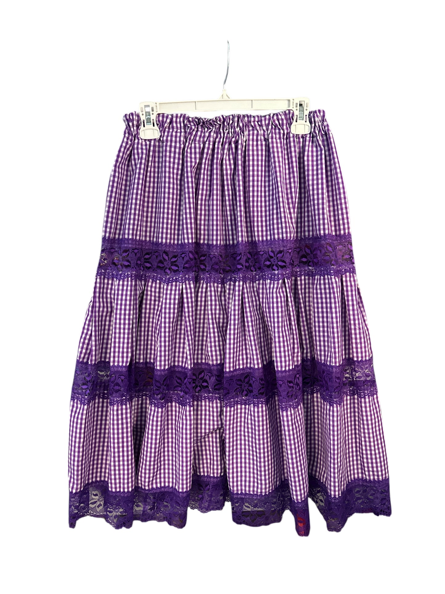 Saint Lazarus Gingham with purple lace Skirt