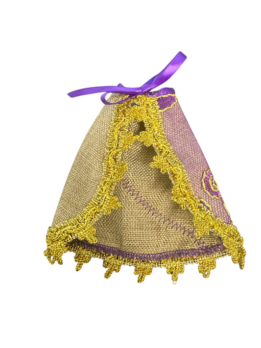 5” Saint Lazarus sack and  embroidered fabric cape