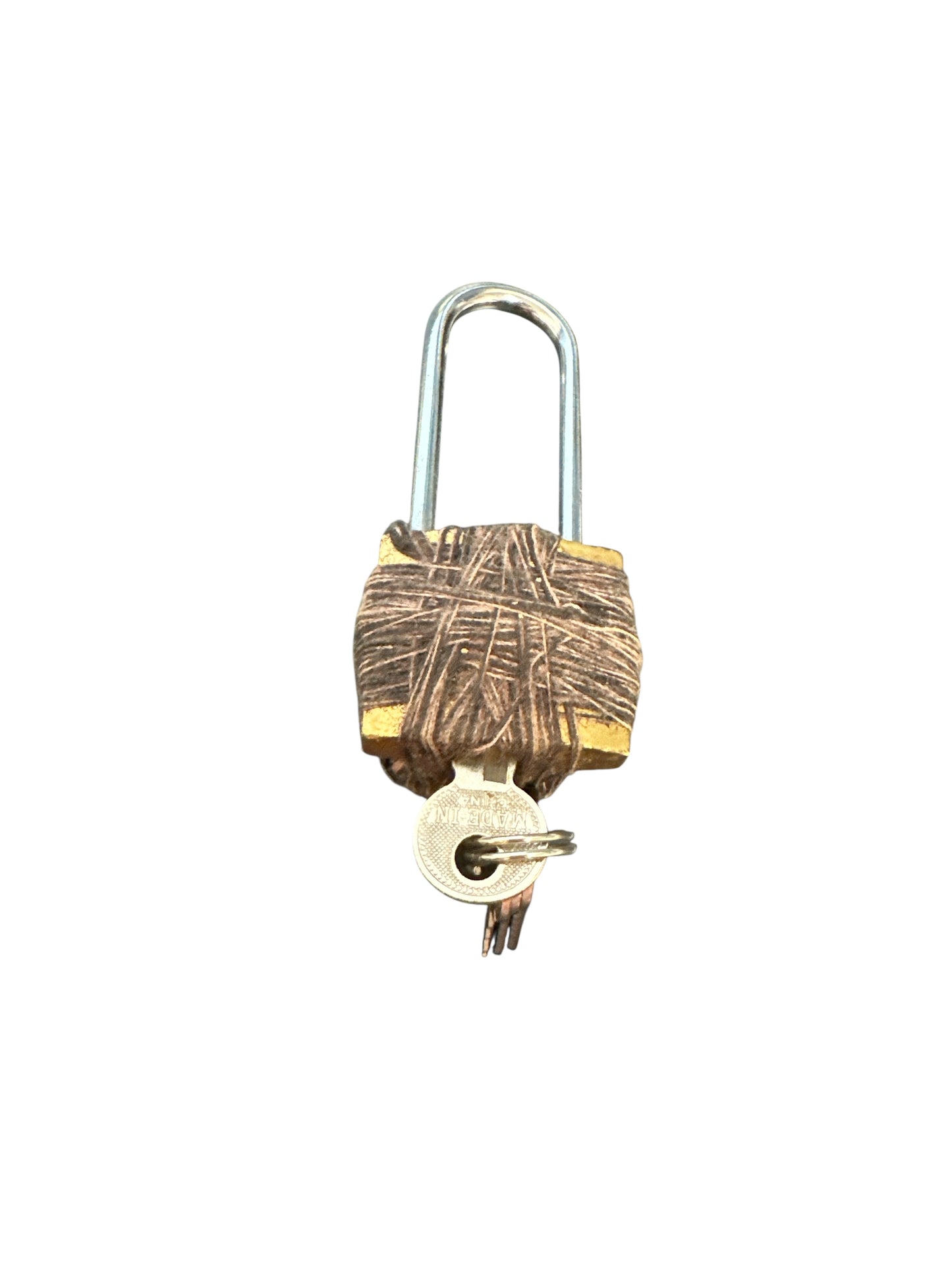 Padlock with medicine for couple ties