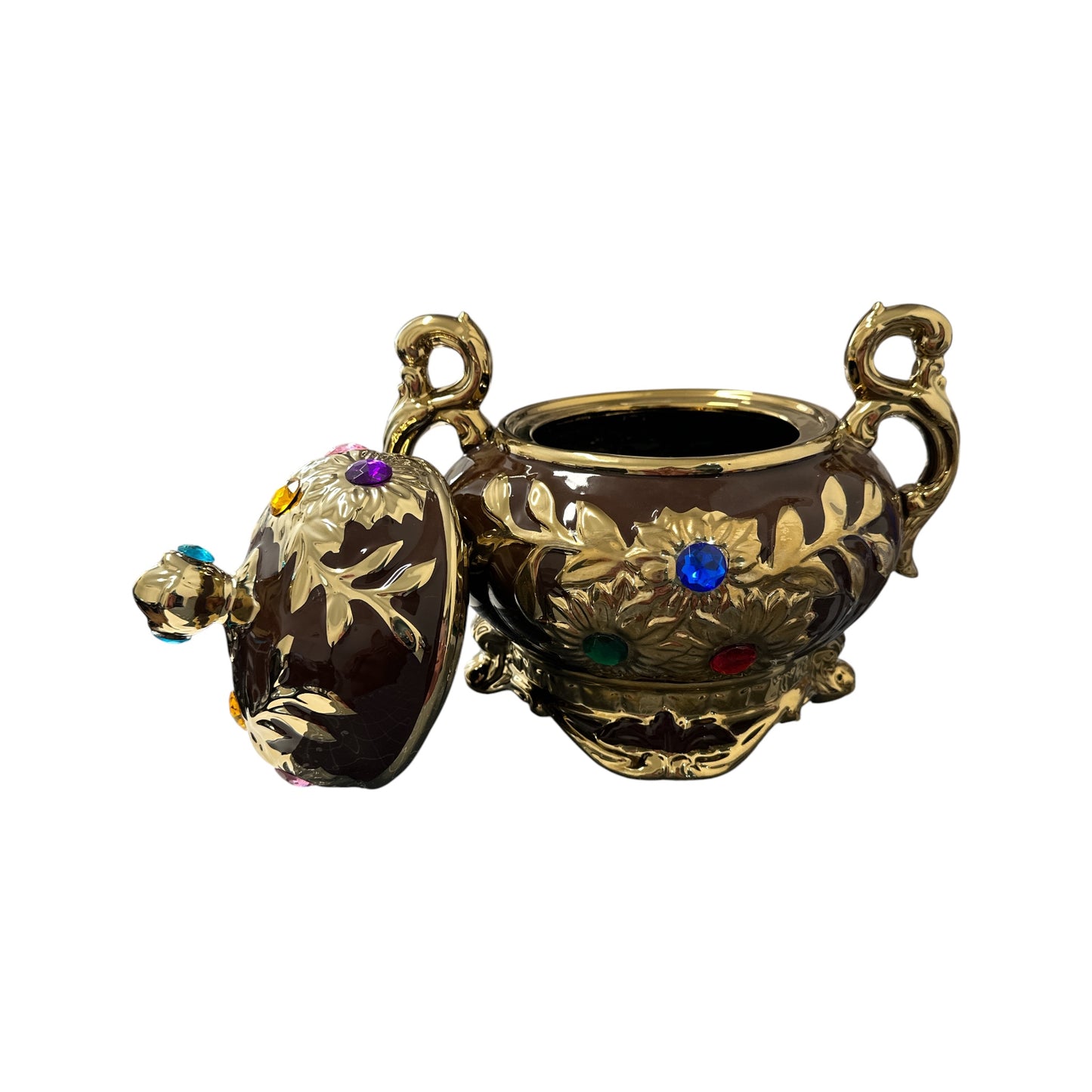 Oya Brown and Silver Tureen 12"x 12"