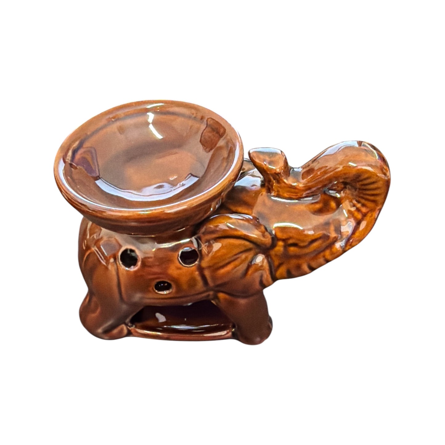 Decorative elephant-shaped ceramic oil/incense burner
