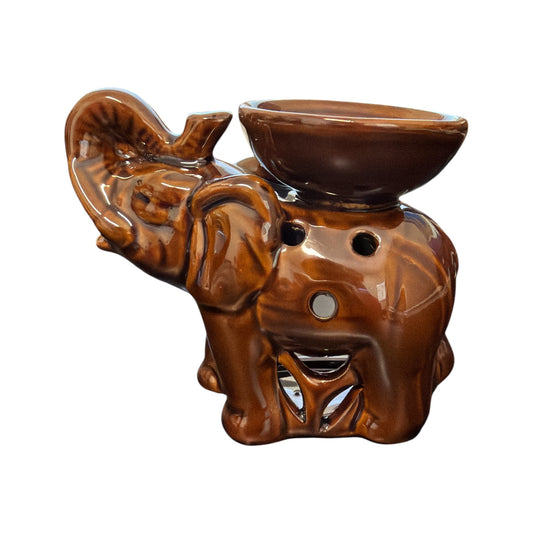 Decorative elephant-shaped ceramic oil/incense burner