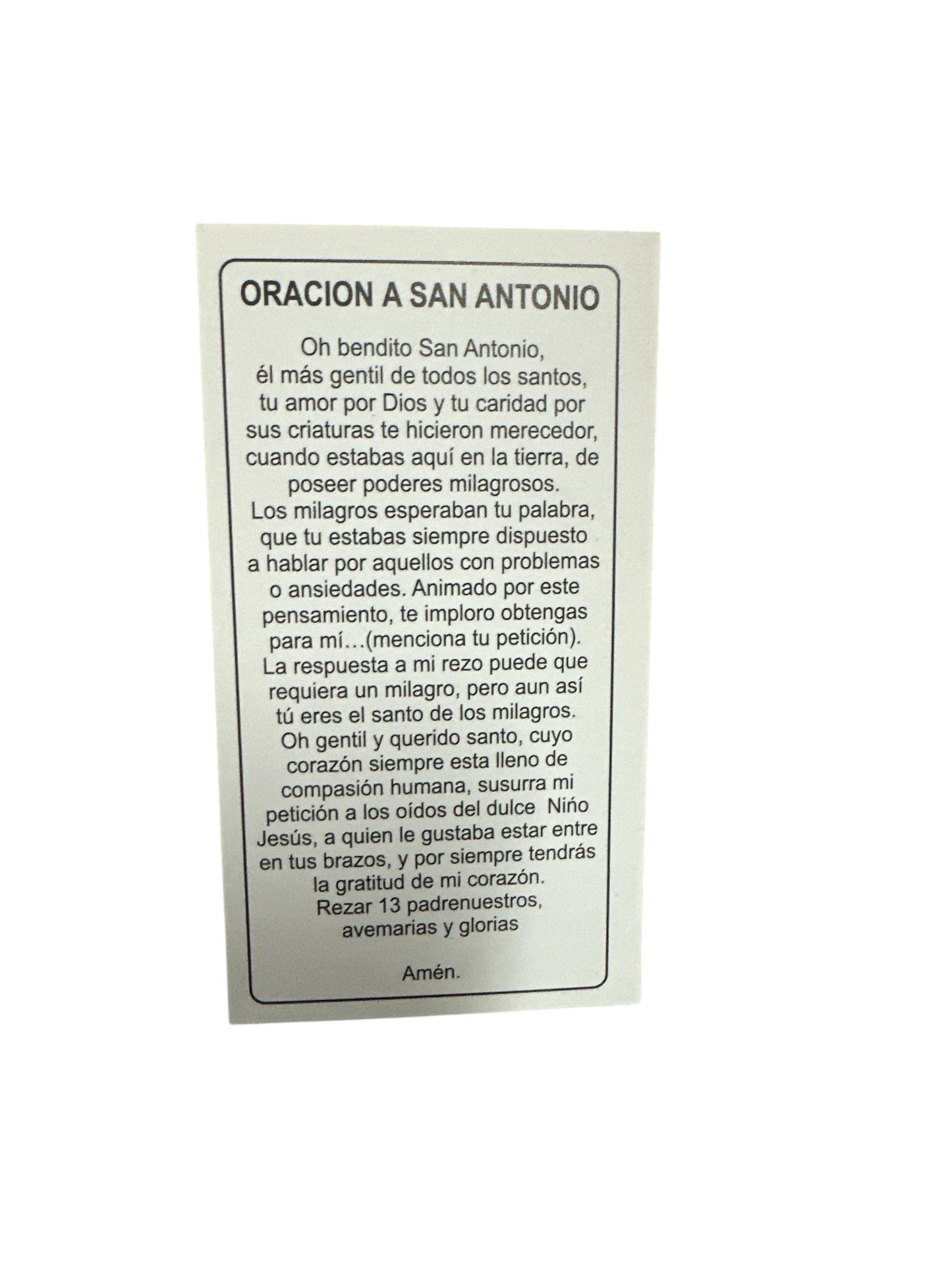 Prayer Card San Antonio 4"x 2"