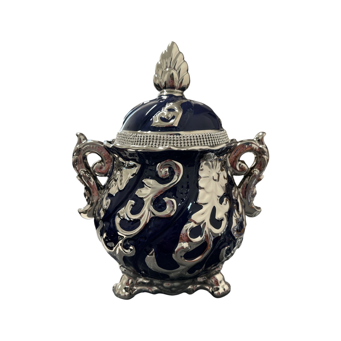 Yemaya Blue and Silver Tureen 13"H x 11"W