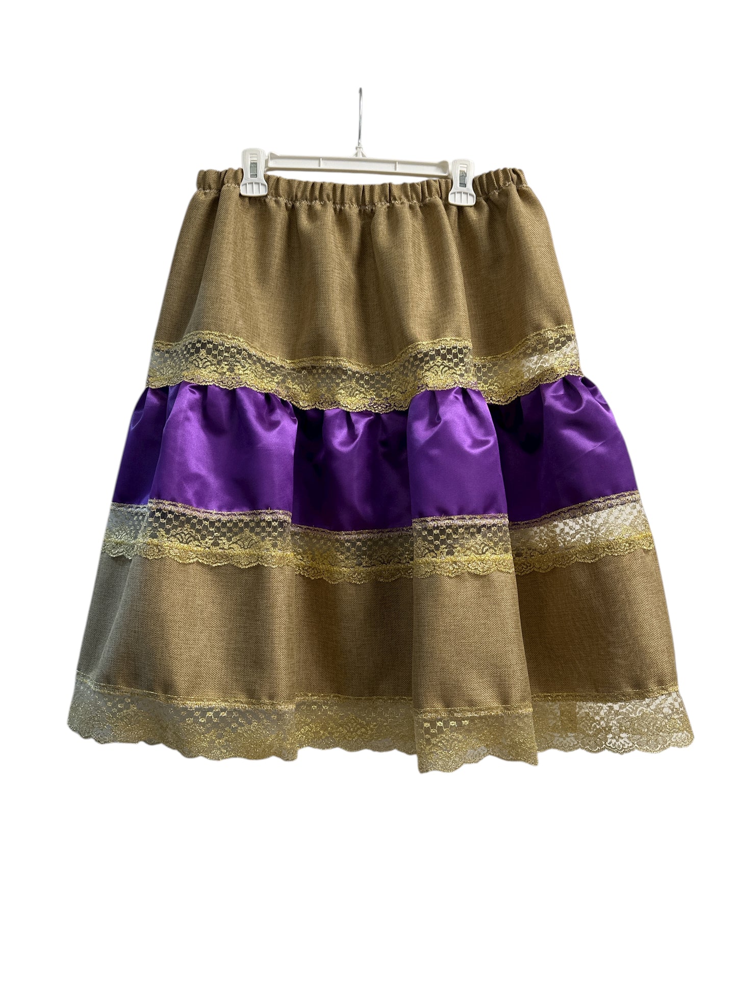 Saint Lazarus Sack, satin and gold lace skirt