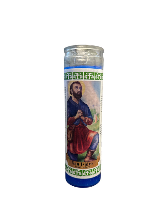 8" Saint Isidore image candle