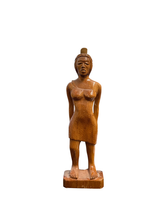 Wooden figure of an Indian woman 13"x 3.5"