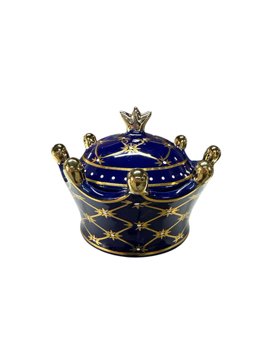 Small Crown Blue/ Gold Soperita  Ibeyi/ Yemaya 6”x 6”x 5”