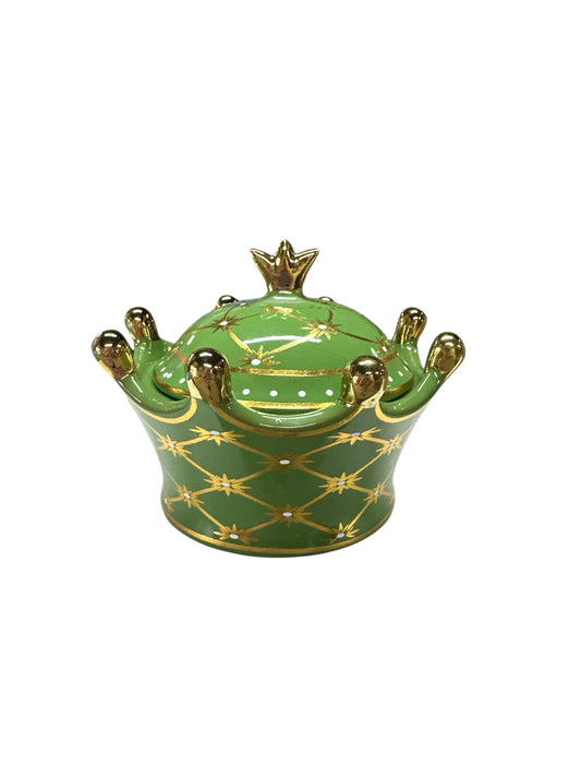 Small Crown Green/ Gold Soperita  Orula/Inle/Ibeyi 6”x 6”x 5”