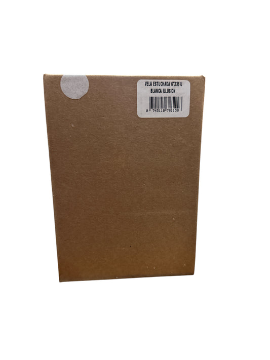 6" White tape candle box (36 Units)