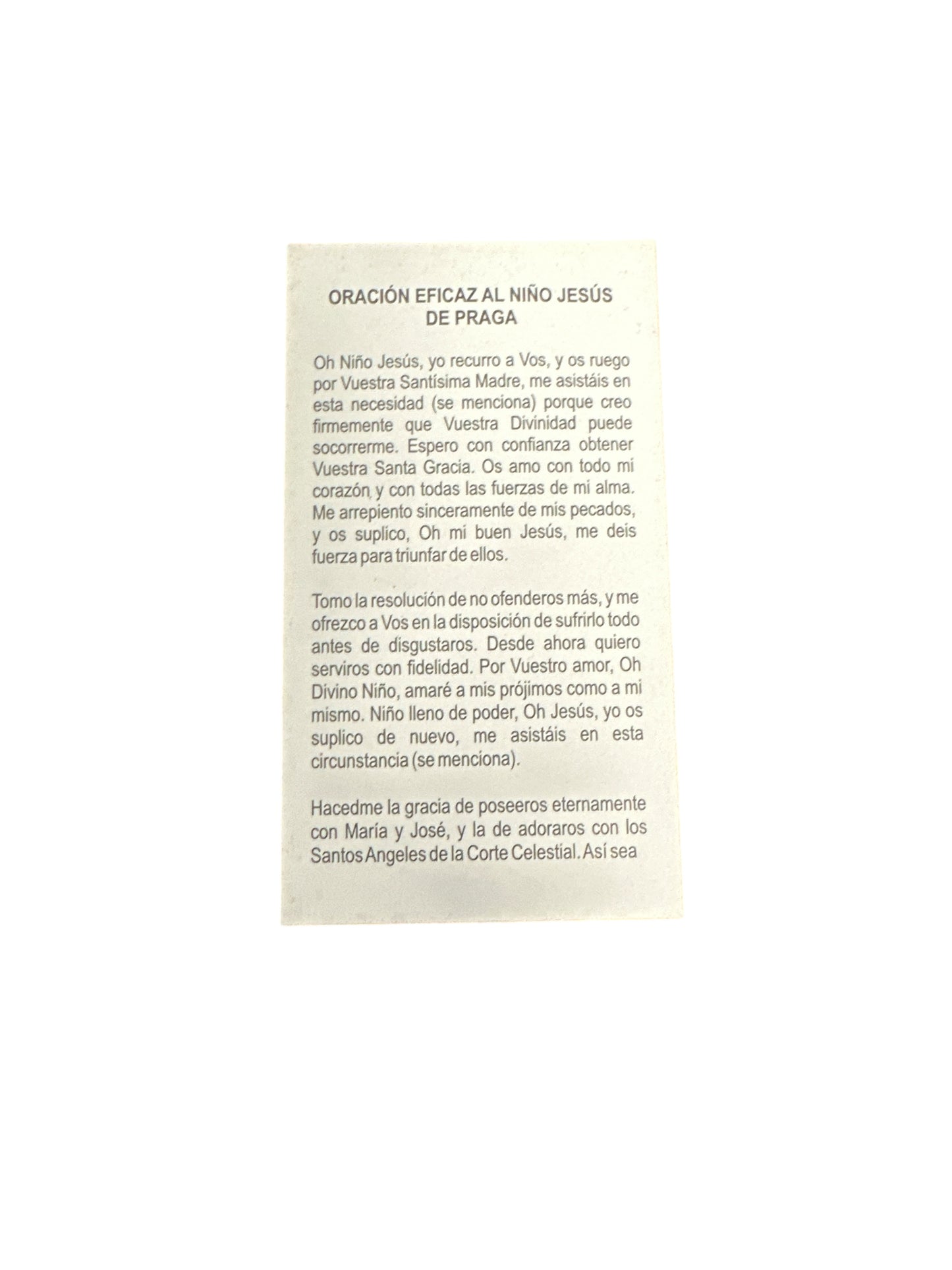 Prayer Card Child Jesus of Prague 4"x 2"
