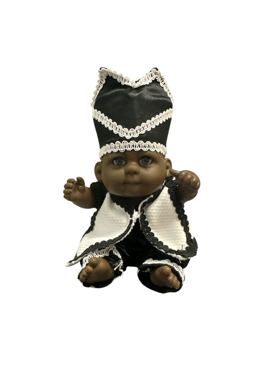 6' Baby dressed in black and white (Elegua Afra )