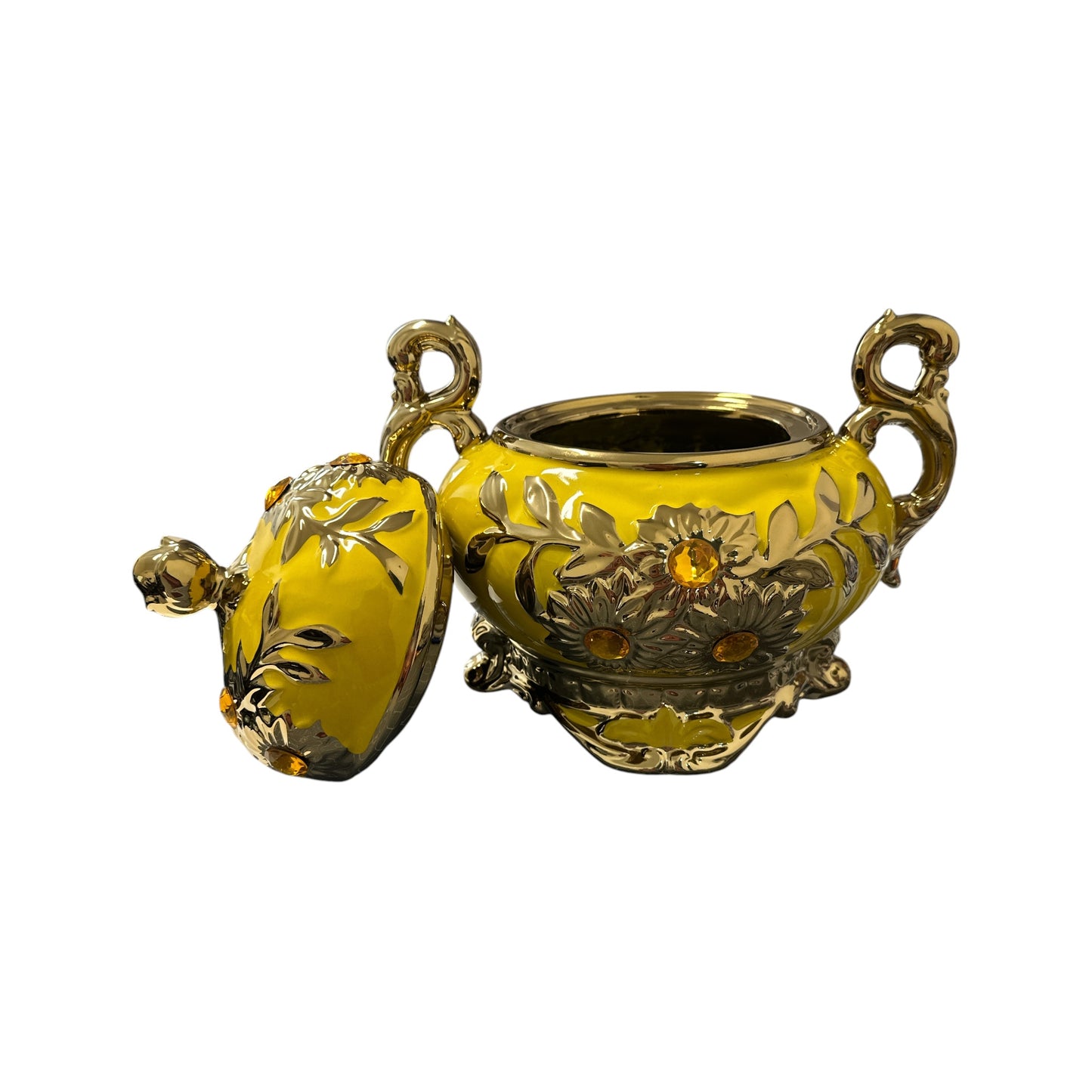 Ochun Yellow and Gold Tureen 12"x 12"