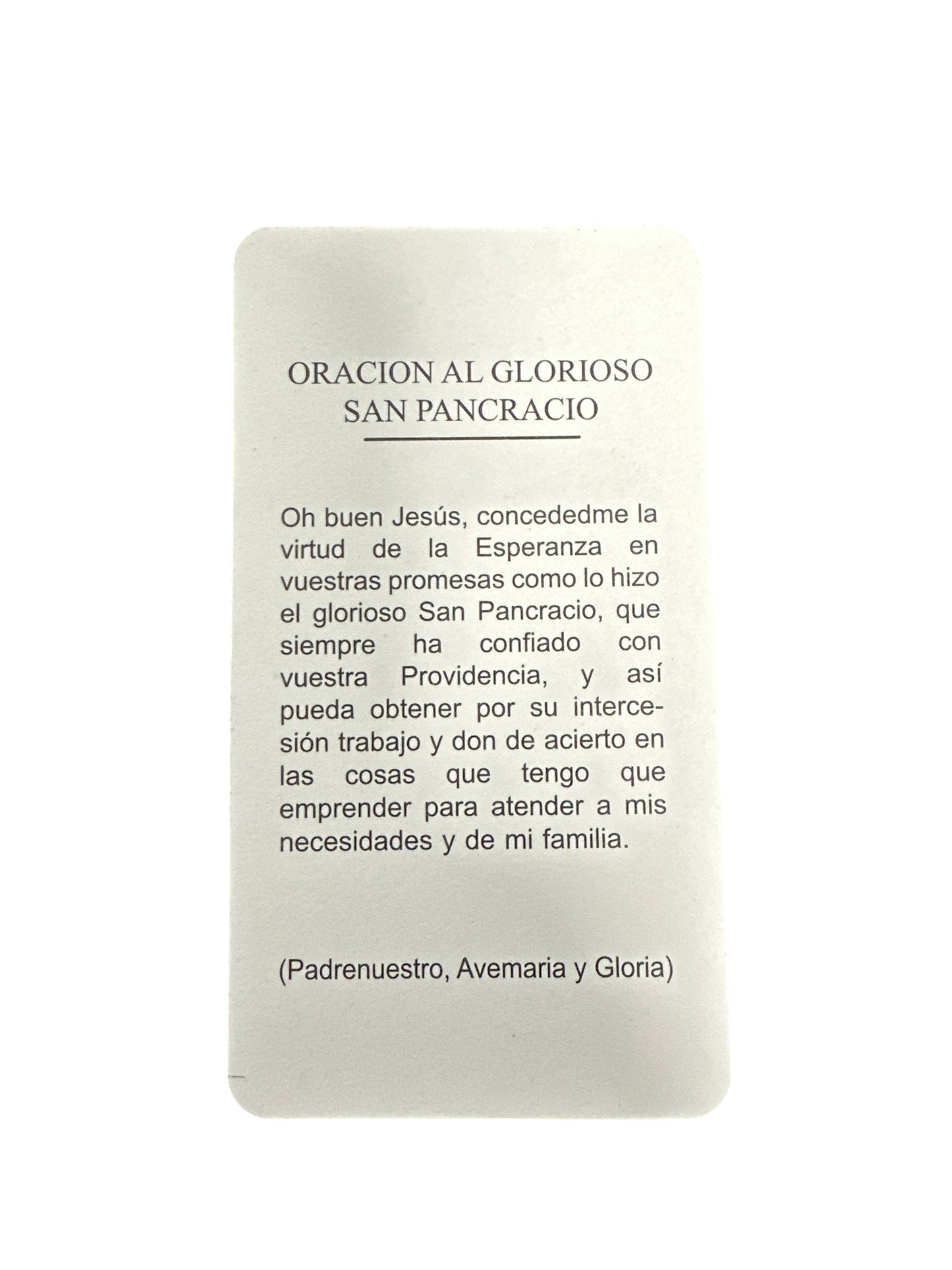 Prayer Card Saint Pancracio 4"x 2"