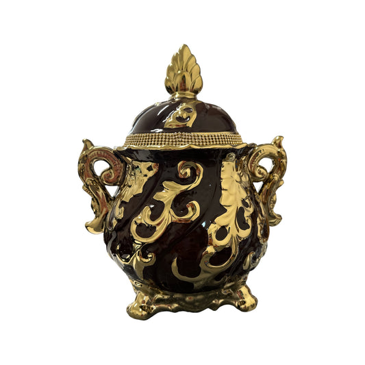 Oya Brown and  Gold Tureen 13"H x 11"W