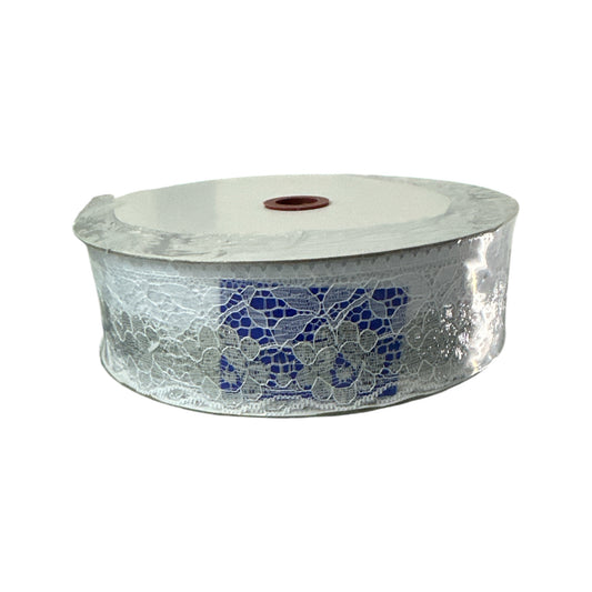 White and Silver lace, 2 inches wide 100 yards
