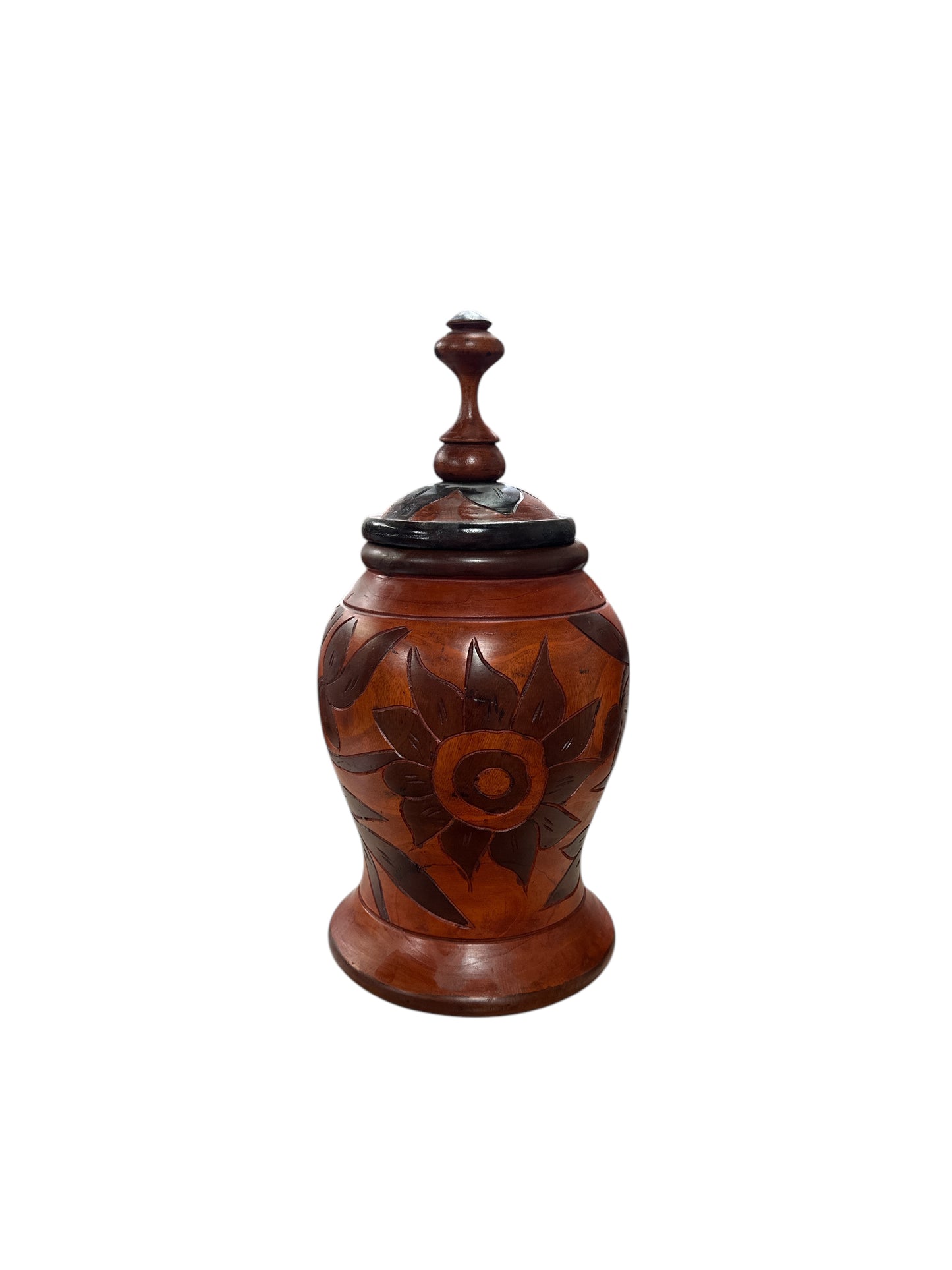 Carved Wooden Potiche (Lebrillo) 18.5"Hx 9"W