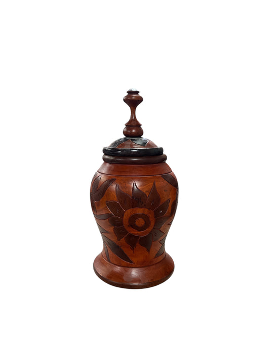 Carved Wooden Potiche (Lebrillo) 18.5"Hx 9"W