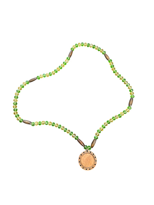 Orula crystal beads necklace with wood board