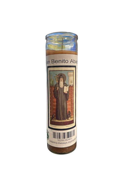 8" Saint Benedict image Candle