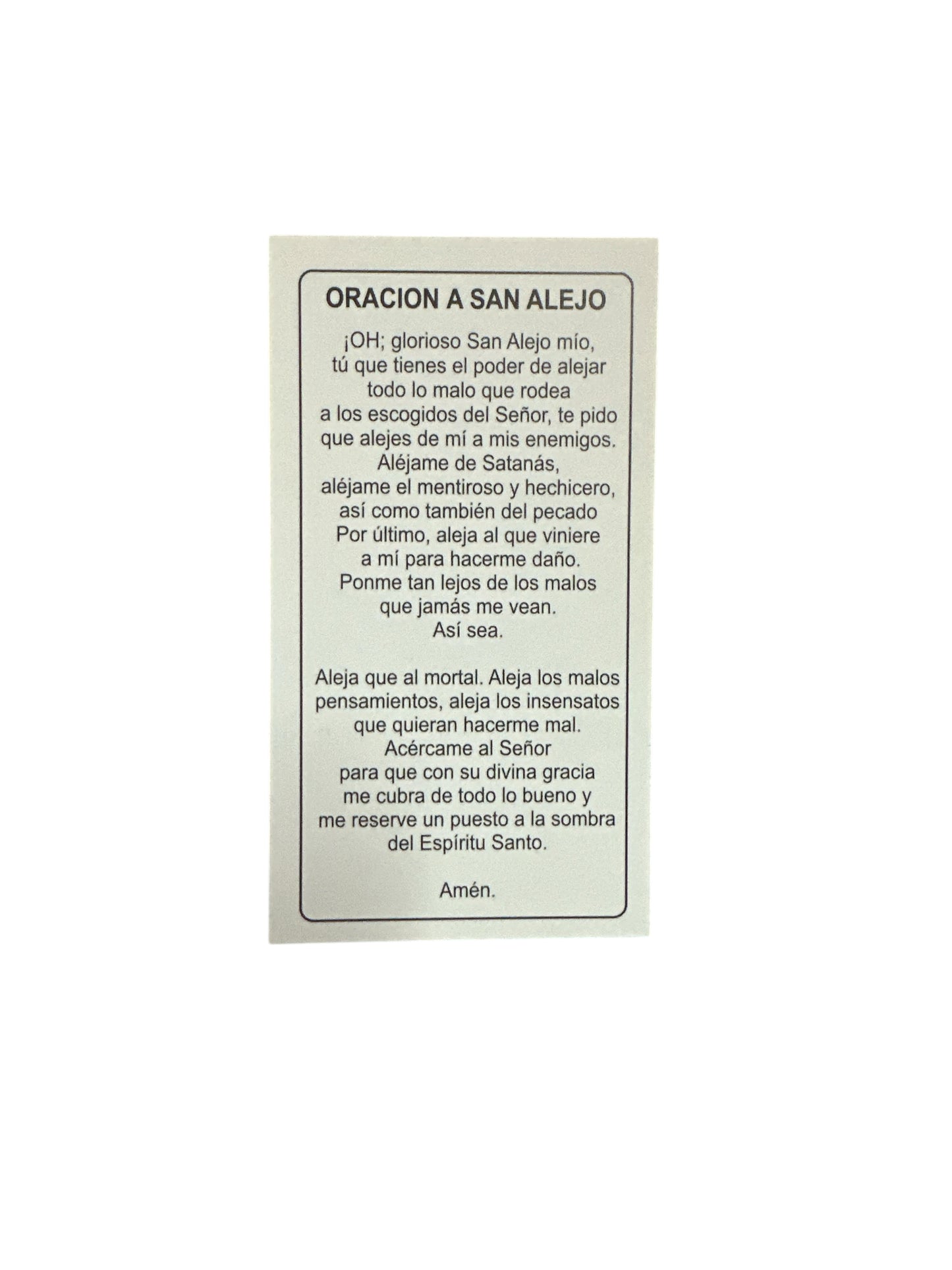 Prayer Card San Alejo 4"x 2"