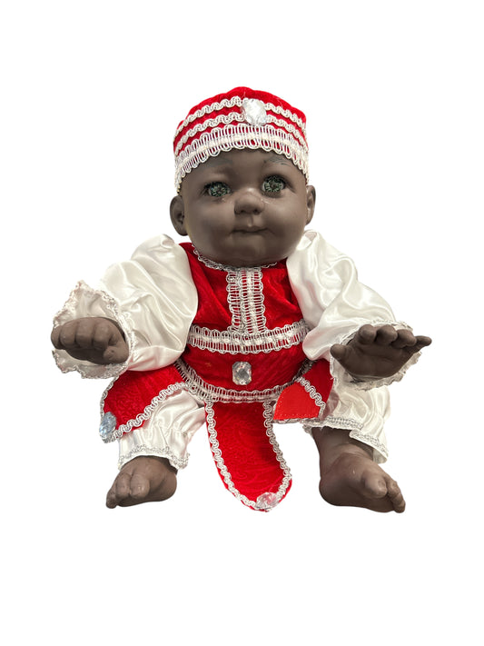 12" Baby boy dressed in Red and White (Shango)