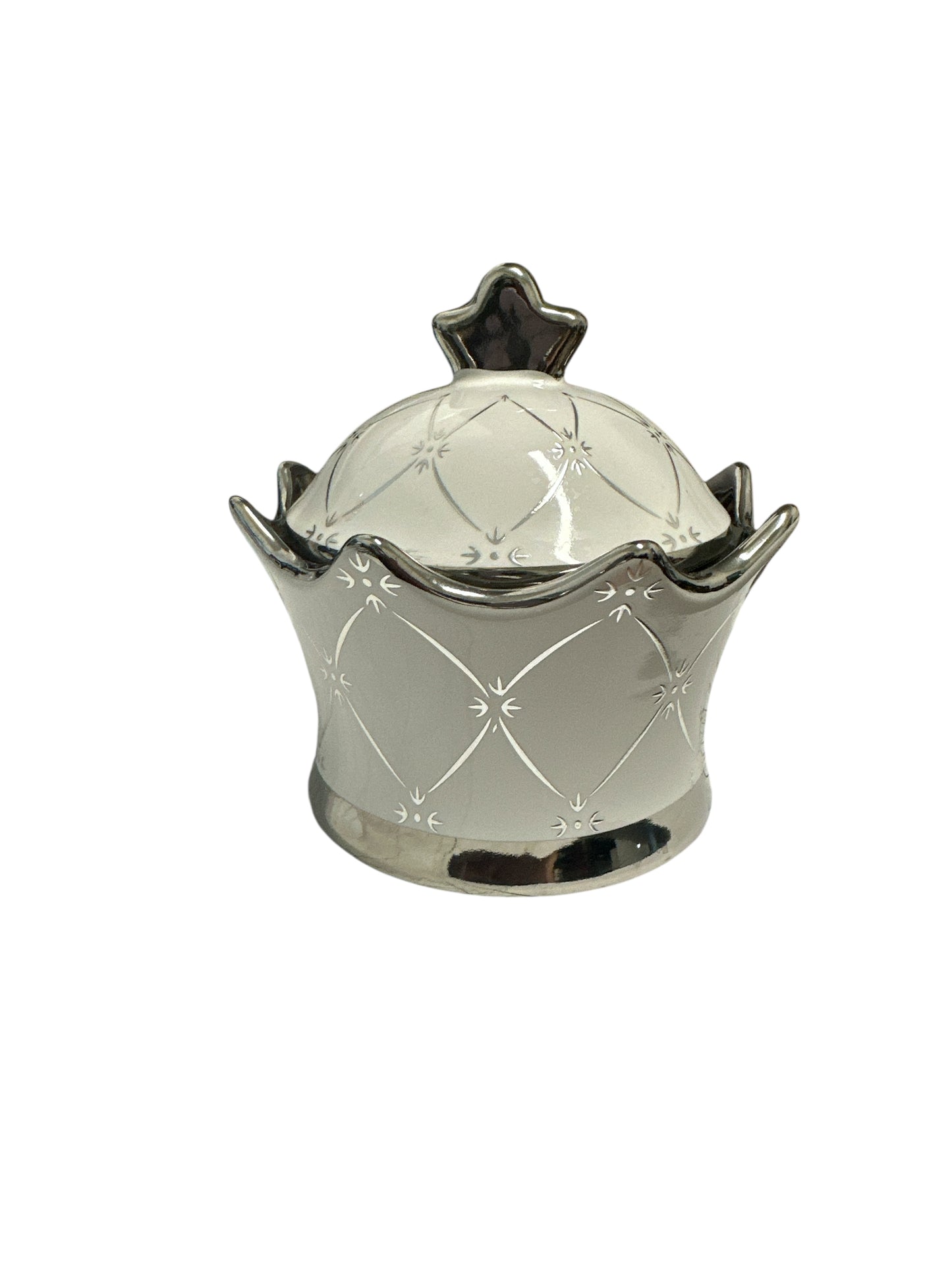 White/ Silver tureen 5"x 9"x 5"