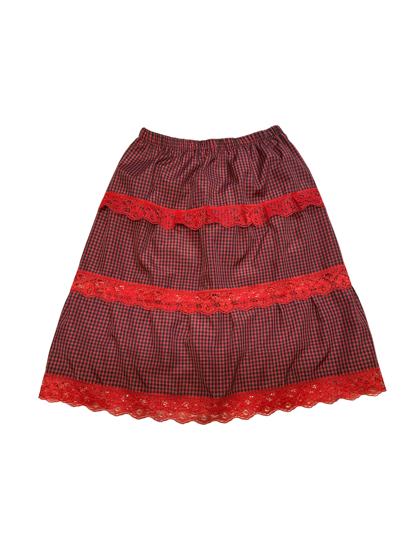 One Size Gingham Red/ Black Skirt