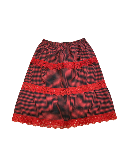 One Size Gingham Red/ Black Skirt