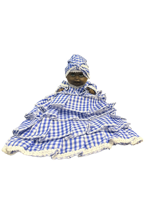 6" Spiritual doll dressed in Blue and White  (Ibeyi/ Yemaya)