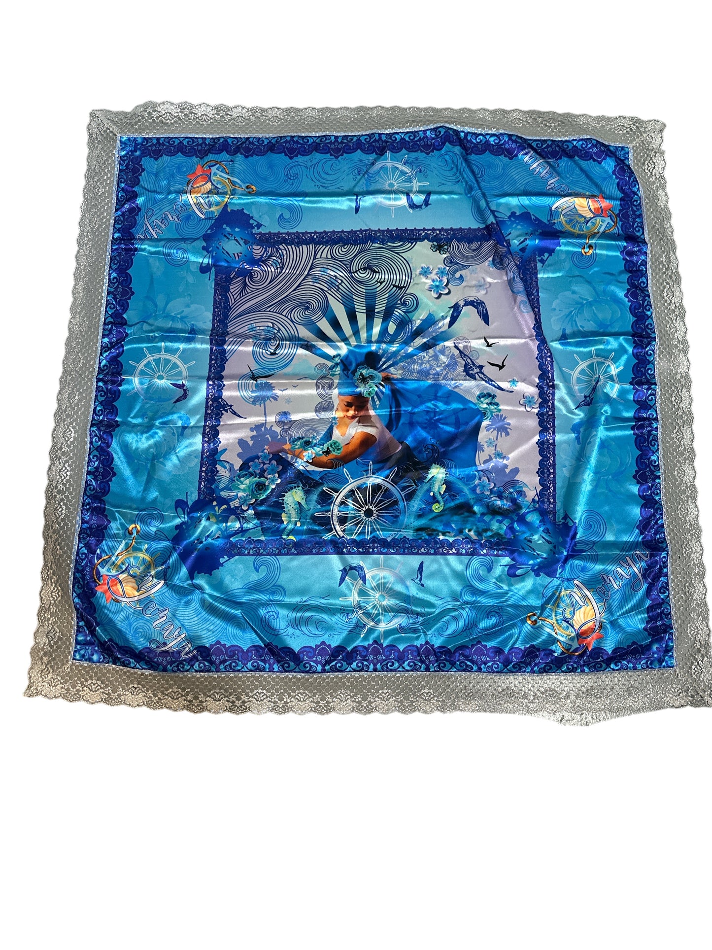 Sublimated satin cloths with images 41"x 41"