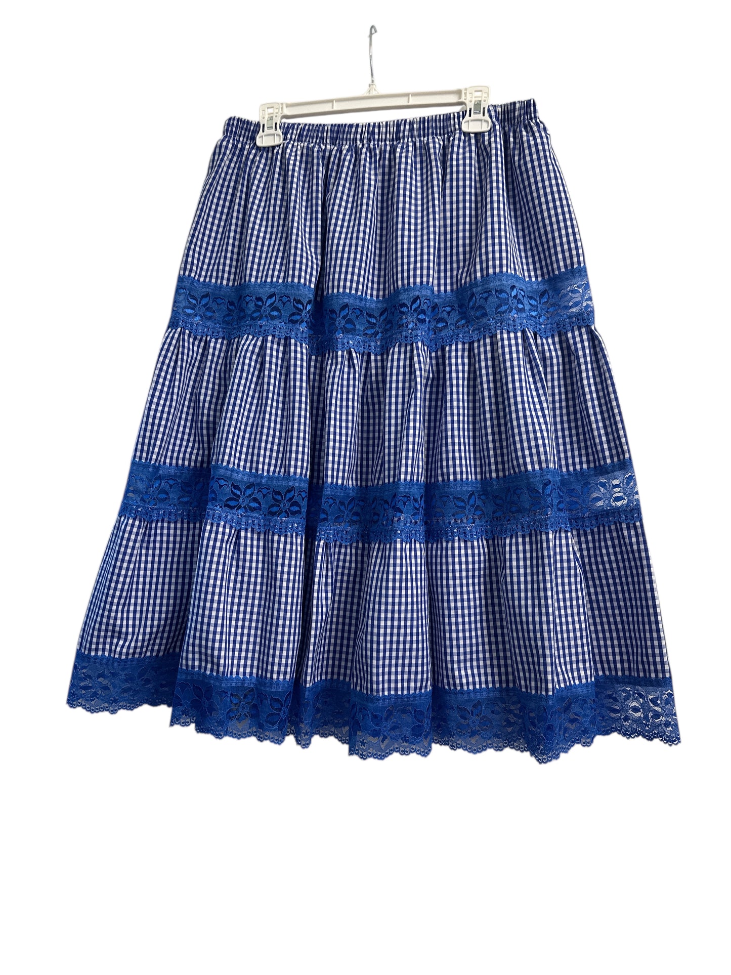 Yemaya  Gingham Skirt with Blue lace (XL Size)