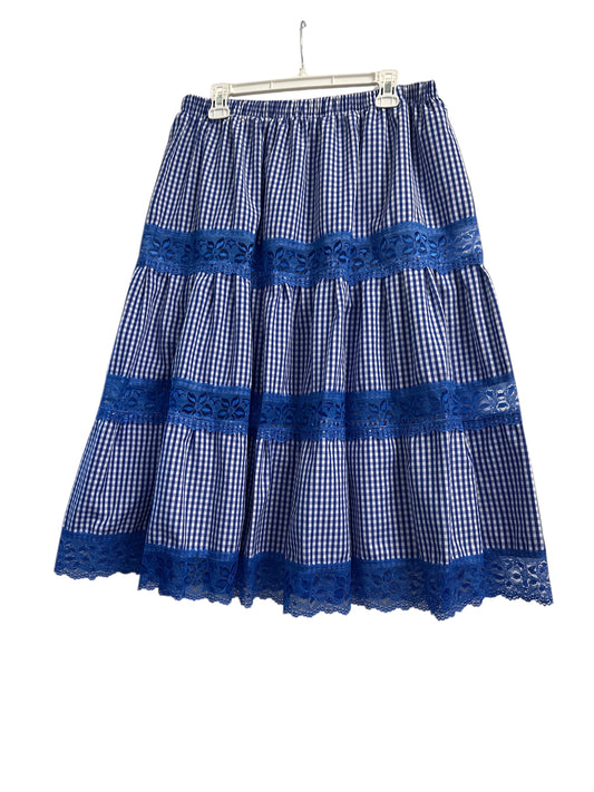 Yemaya  Gingham Skirt with Blue lace (XL Size)
